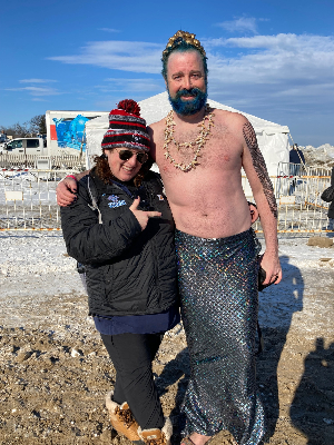 Last year's merman costume with plunge coordinator Kelley
