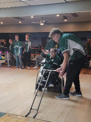 Cullen with team mate Jimmy during unified bowling match 2024