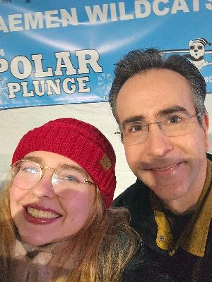 Professor Steinagle (AKA The best Dad ever!) and I supporting Polar Plunge through Daemen 2024!!!