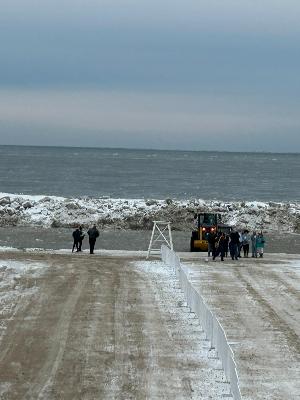 View of plunge area being prepped for the 2025 Polar Plunge