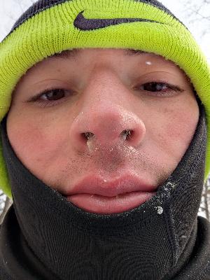 This is my friend after we ran 14 miles in 0 degree weather. The Polar Plunge will be colder.